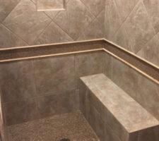 natural stone subway / hexagon mosaics